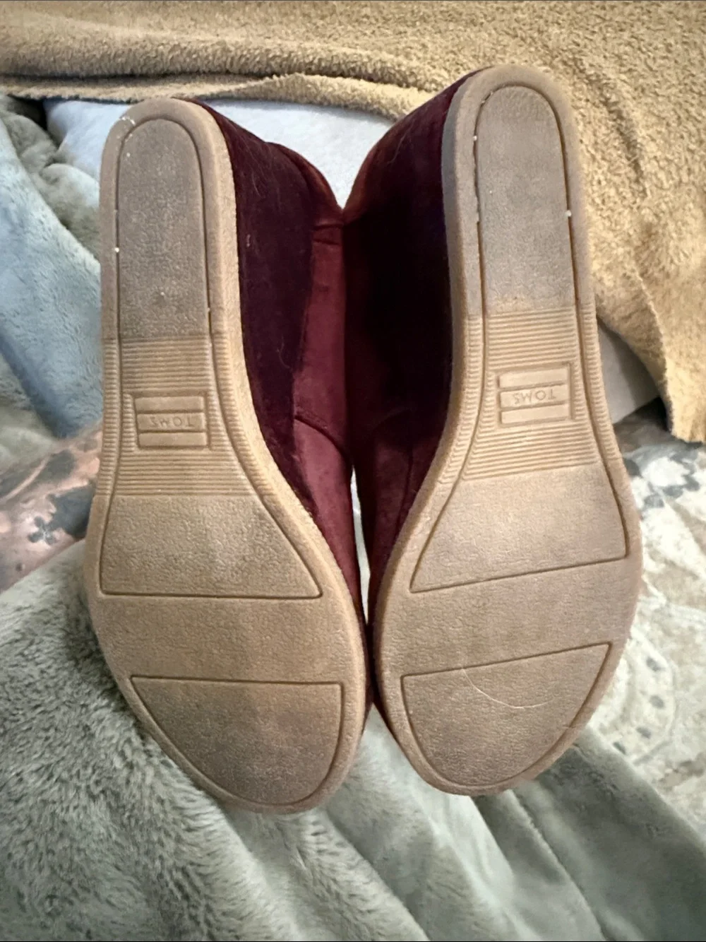 Toms Burgundy Suede Lace-Up Wedge Ankle Boots women’s 6.5